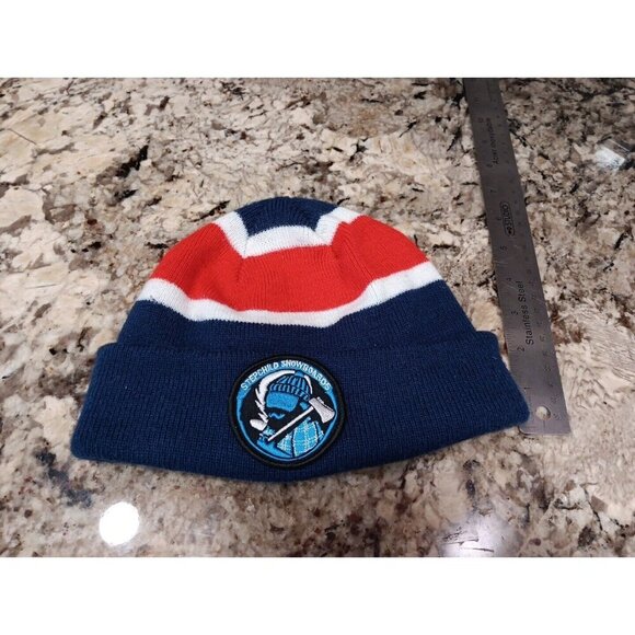 Stepchild Snowboards Patch Beanie Toque One Size Fits All. Blue Red White Cap - Picture 2 of 8